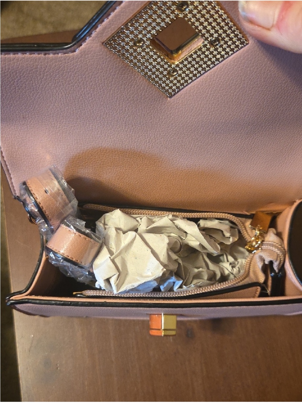 B Brentano vegan medium crossbody top handle purse - Picture 5 of 17